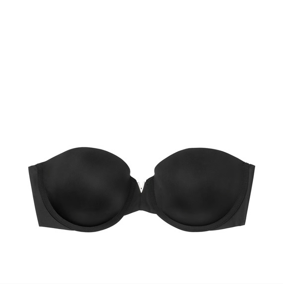 Victoria Secret Strapless Bra 32DD Black Lightly Lined Underwire GUC - Picture 1 of 8